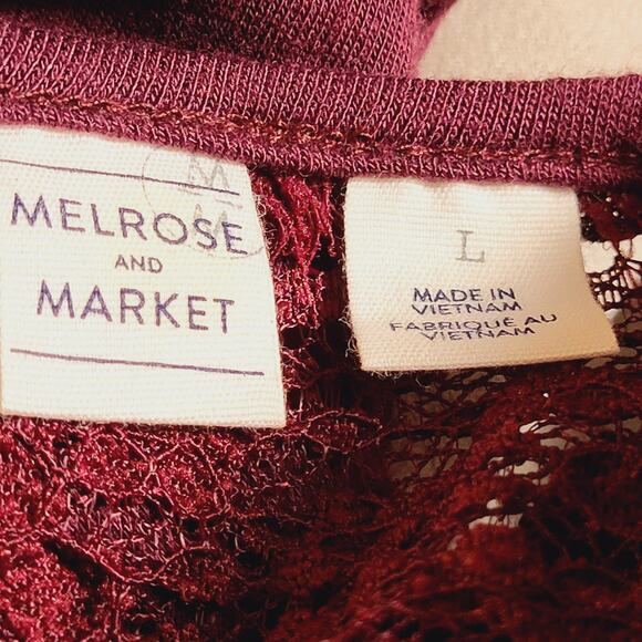 Melrose and Market Lace and Ruffle Bodice Long Sleeve Jersey Sweatshirt Top Sz L - Picture 8 of 9